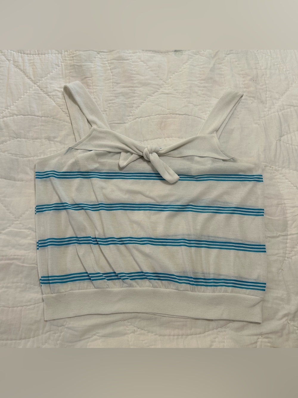 VTG 90s Y2K Tank Top Blue Stripes Tie Front Fairy Coastal Nautical Womens 2X